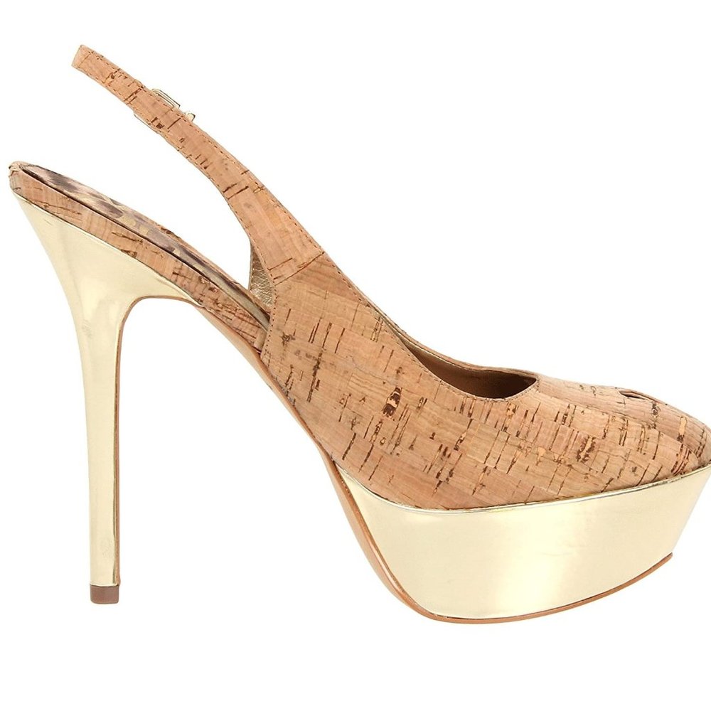 SAM EDELMAN Novato Slingback Pump Cork Stiletto - Picture 6 of 13